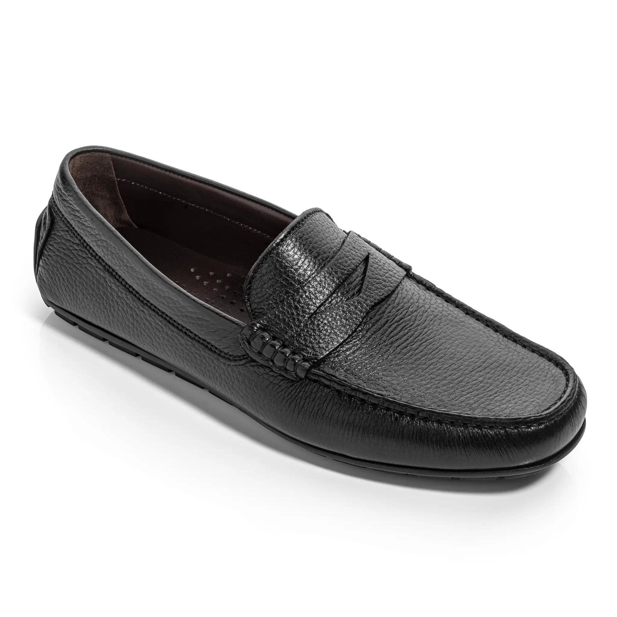 Admiral Black Deerskin Leather Penny Moccasin Driving Shoe by To Boot New York