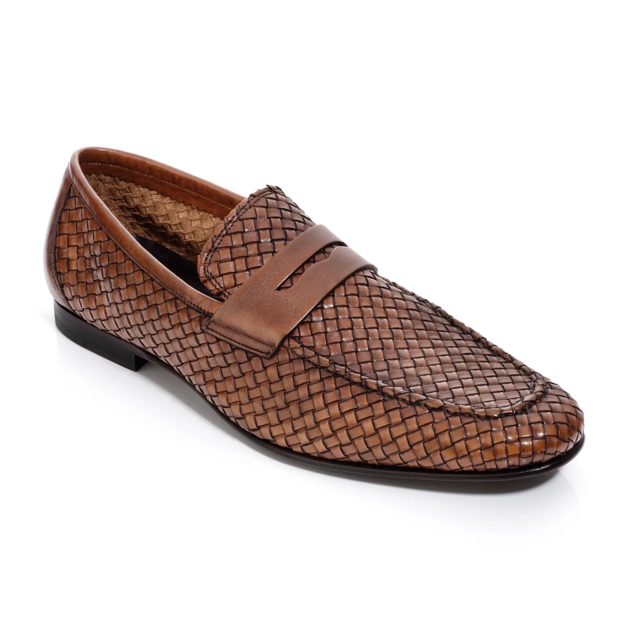 Zenith Cognac Woven Leather Loafer by To Boot New York