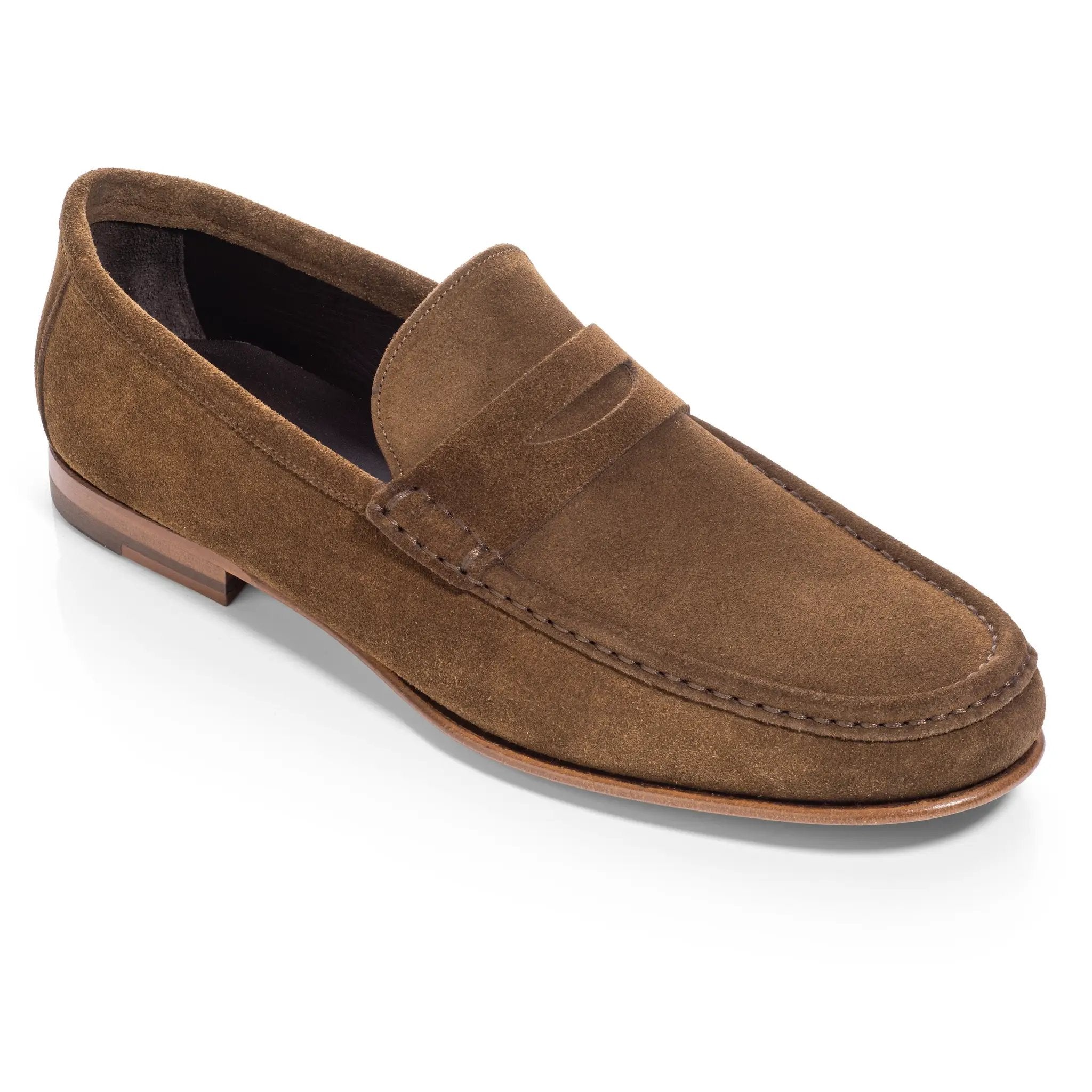 Dylan Mid Brown Suede Penny Loafer by To Boot New York