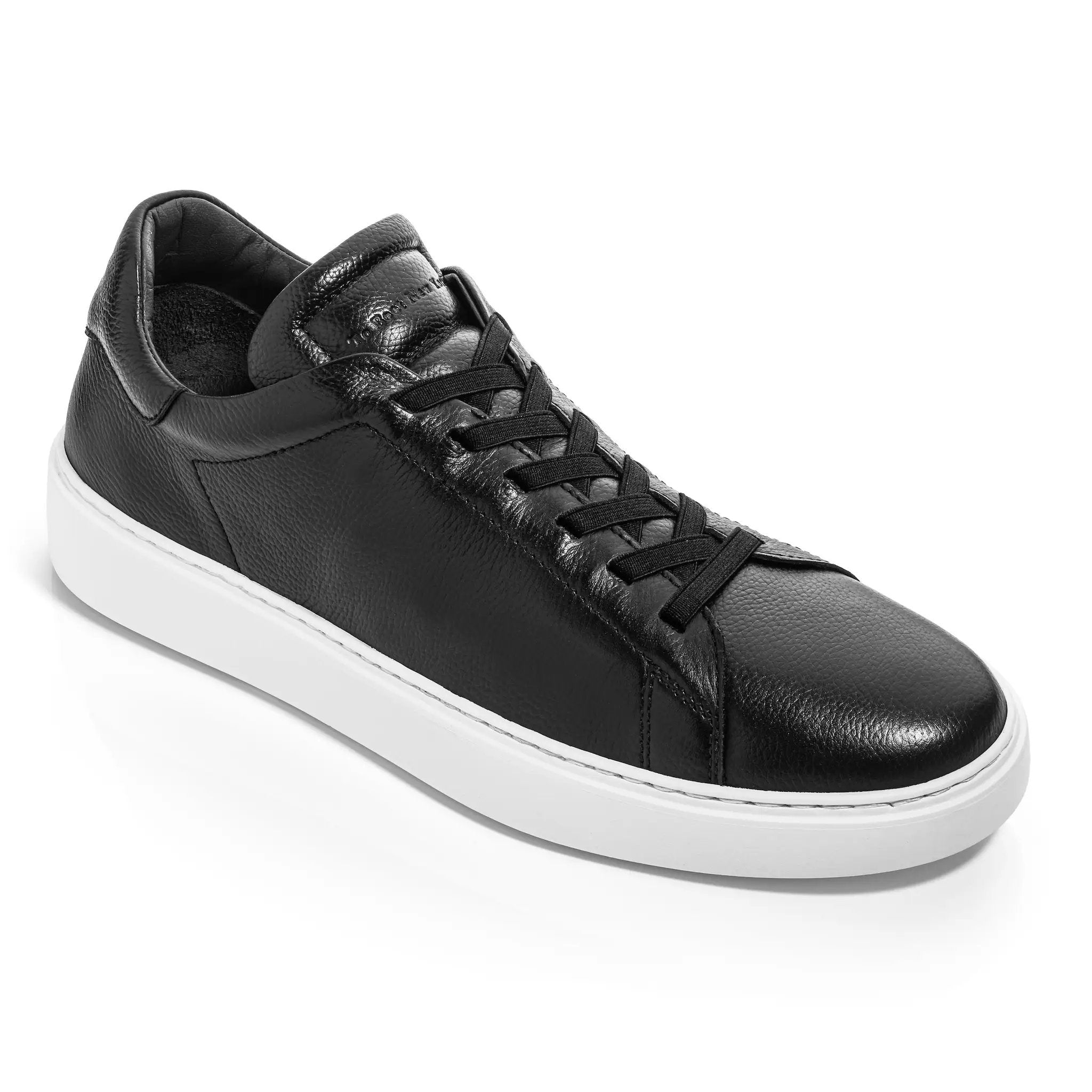 James Black Leather Stretch Lace Luxury Low-Top Sneaker by To Boot New York