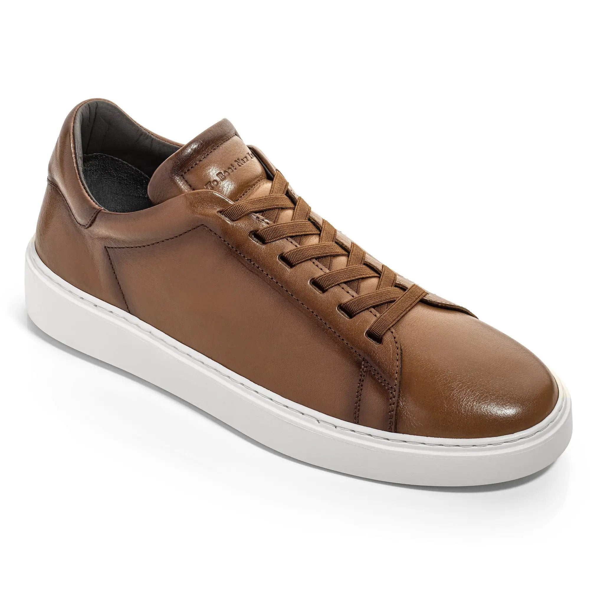 James Tan Leather Stretch Lace Luxury Low-Top Sneaker by To Boot New York