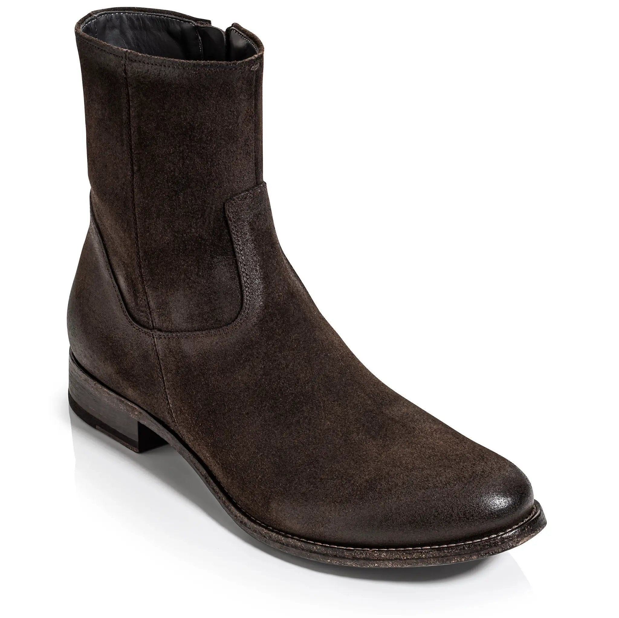 Belvedere Dark Brown Suede Waxed Suede Zip Boot by To Boot New York