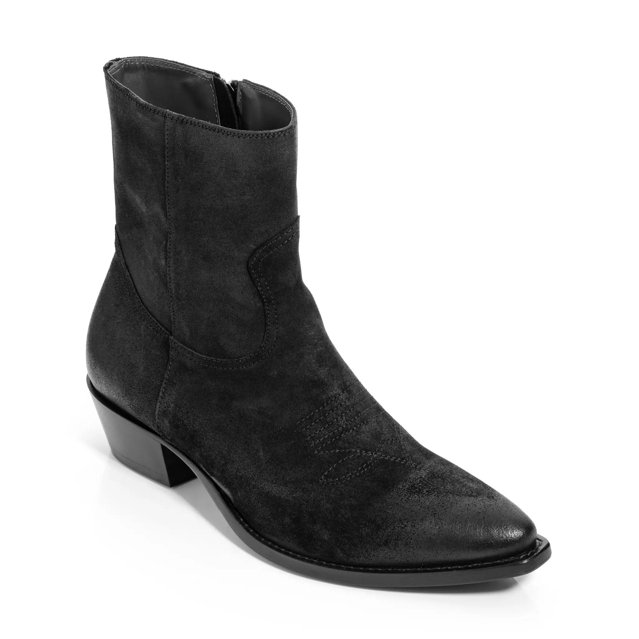 Atticus Black Suede Western Zip Boot by To Boot New York