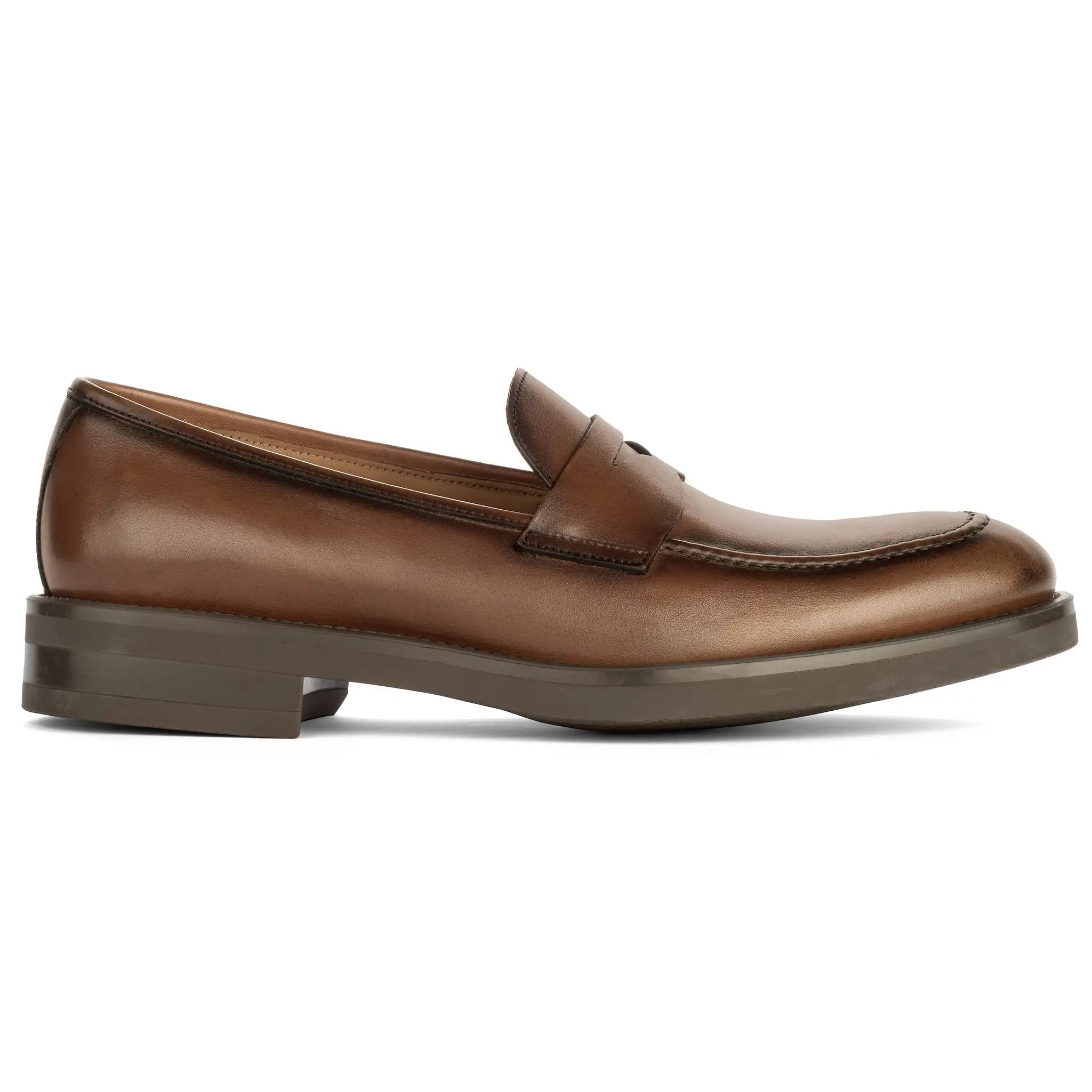 Simon Burnished Tan Calf Leather Penny Loafer by To Boot New York