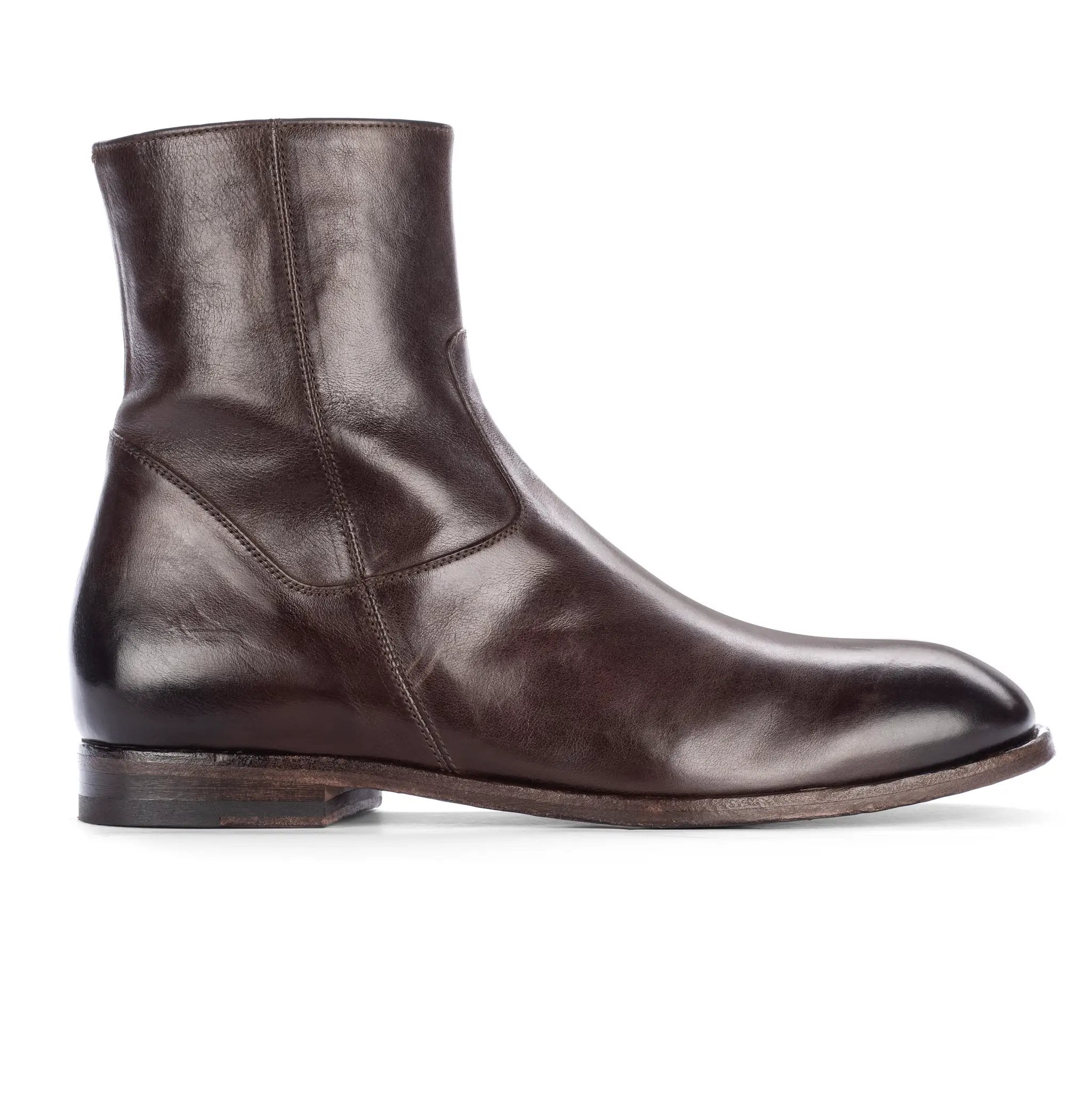 Nils Dark Brown Calf Leather Plain Toe Zip Boot by To Boot New York