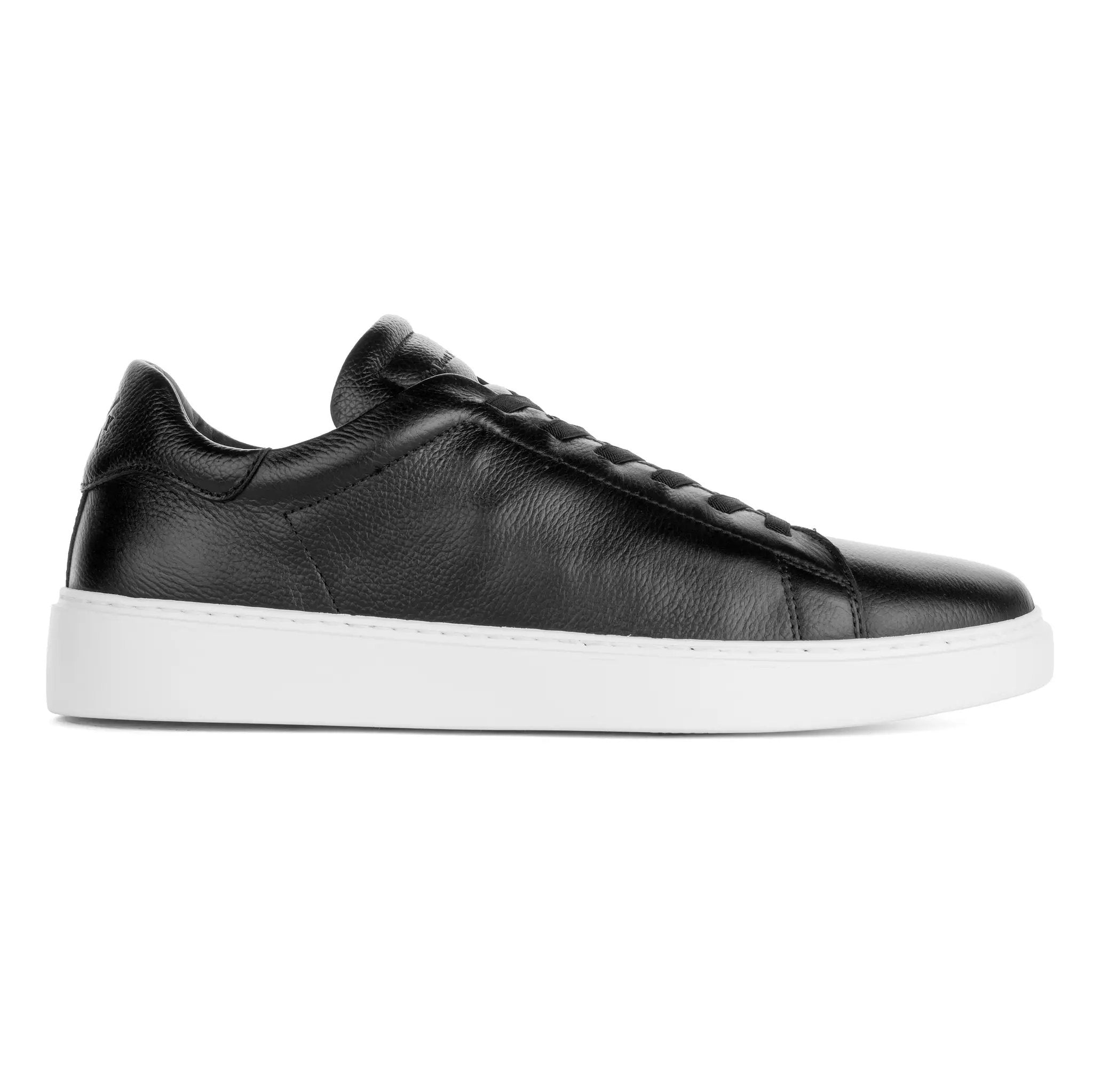 James Black Leather Stretch Lace Luxury Low-Top Sneaker by To Boot New York