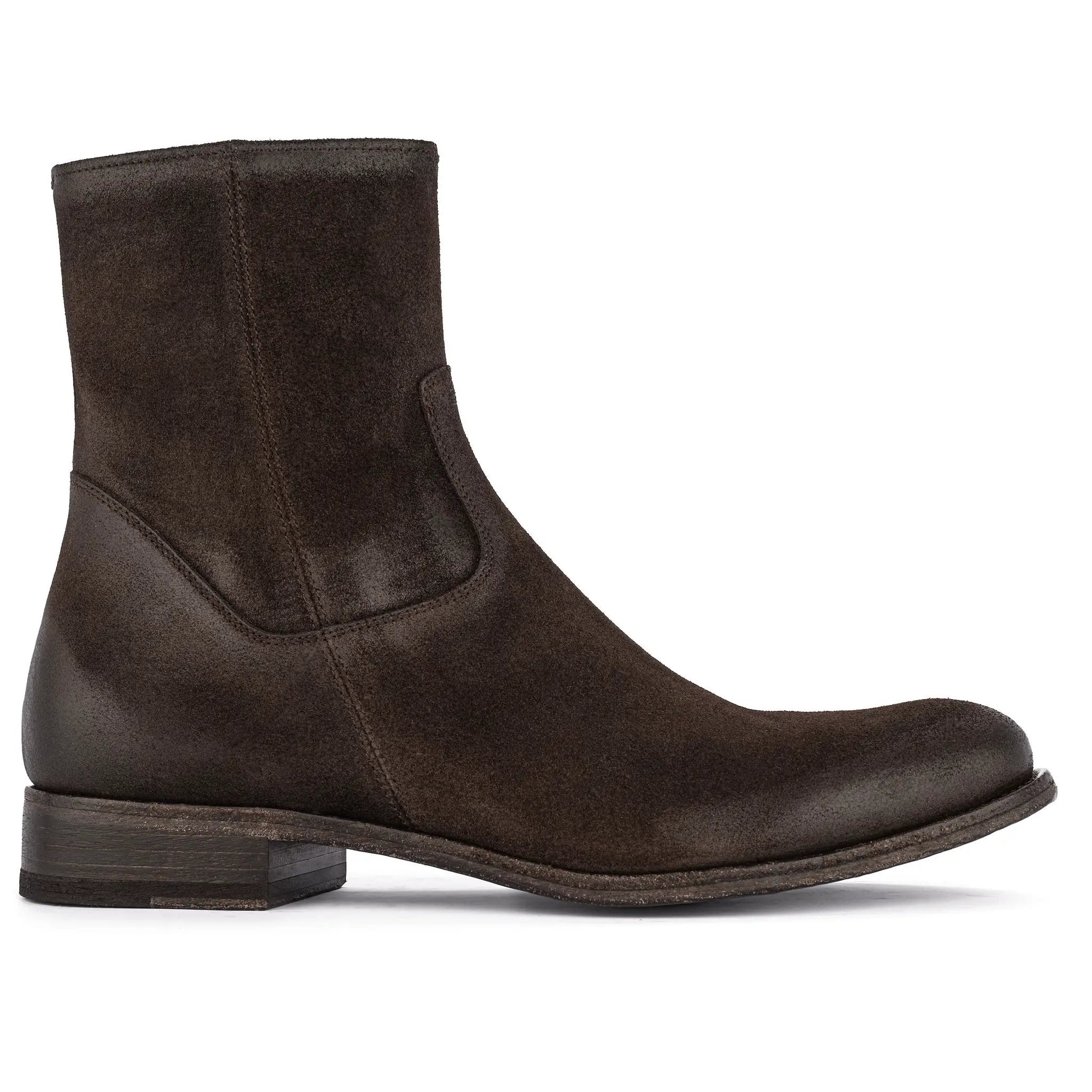 Belvedere Dark Brown Suede Waxed Suede Zip Boot by To Boot New York