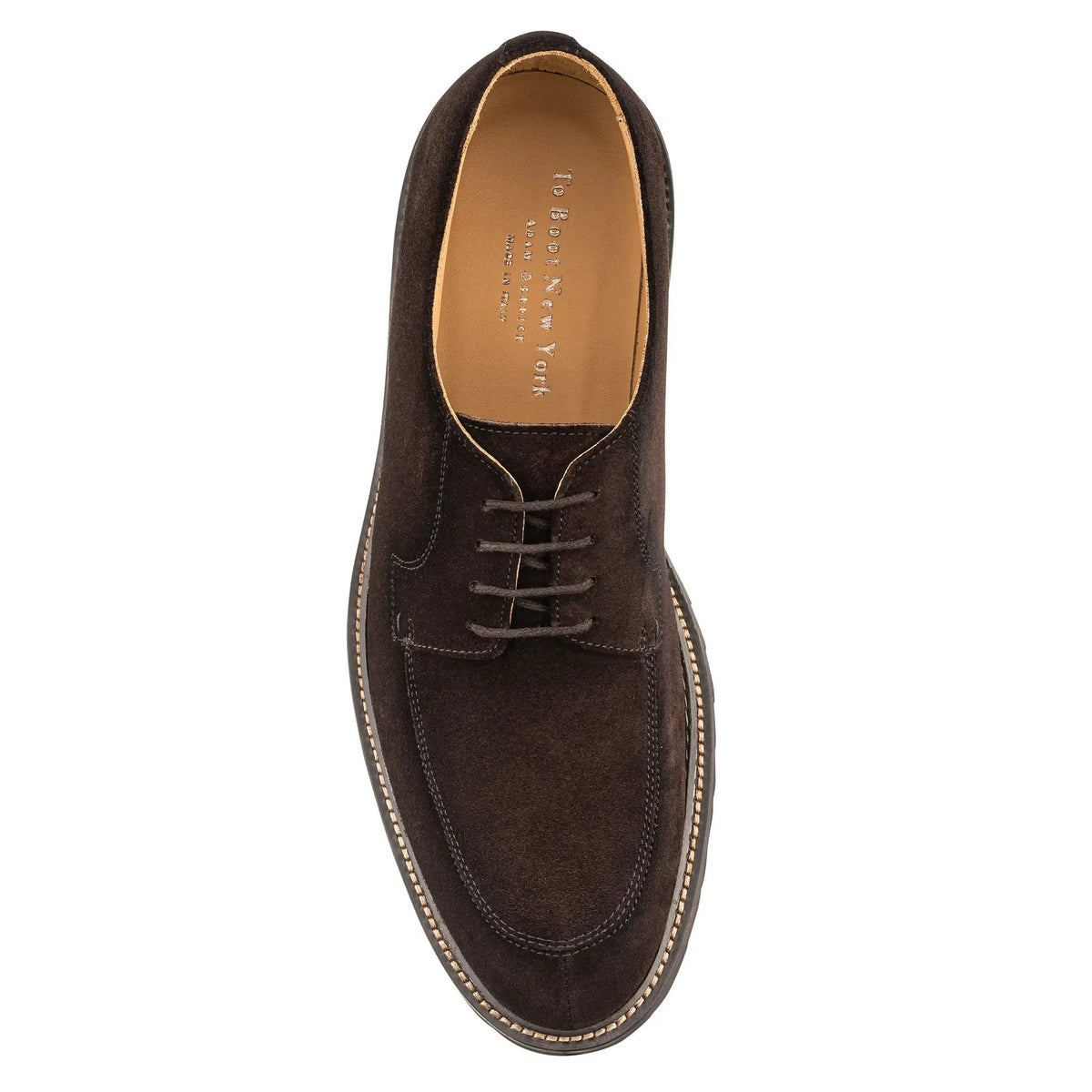 Gates Dark Brown Suede Apron-Toe Derby by To Boot New York