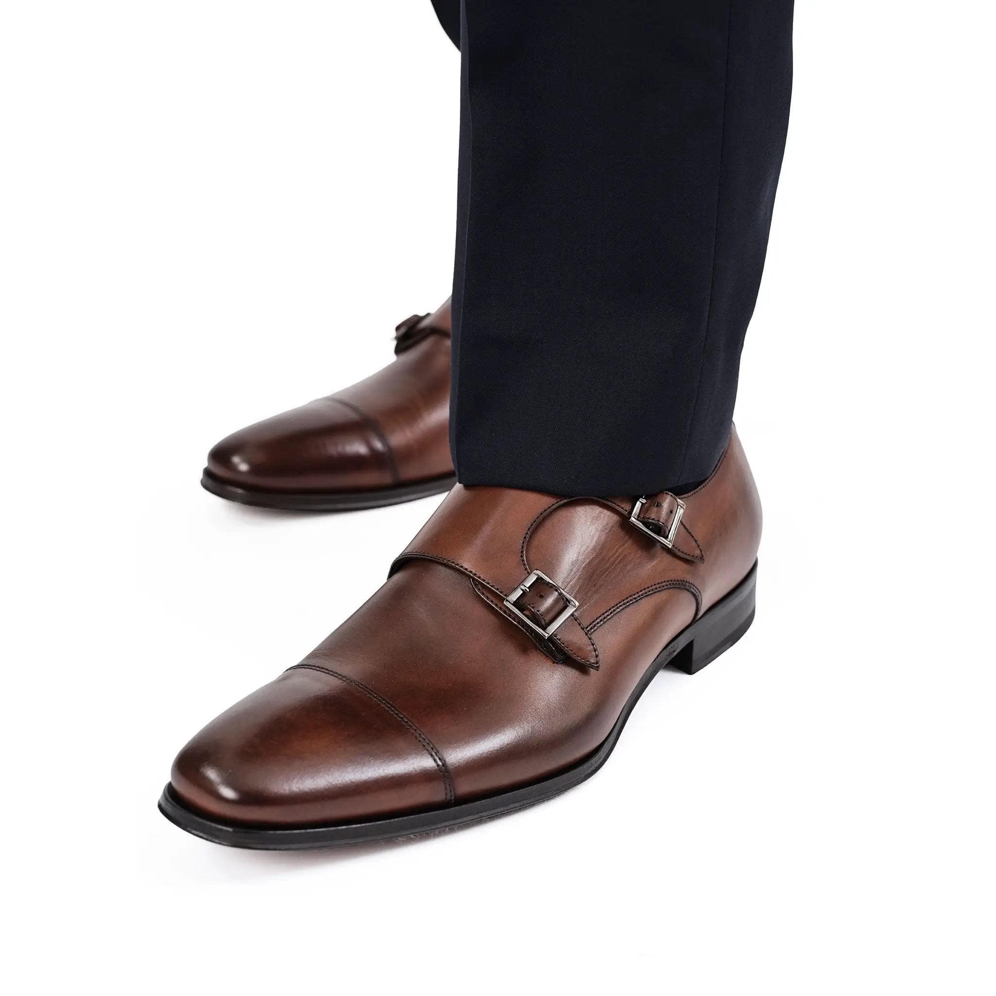 Grant Brown Calf Cap Toe Double Monkstrap by To Boot New York