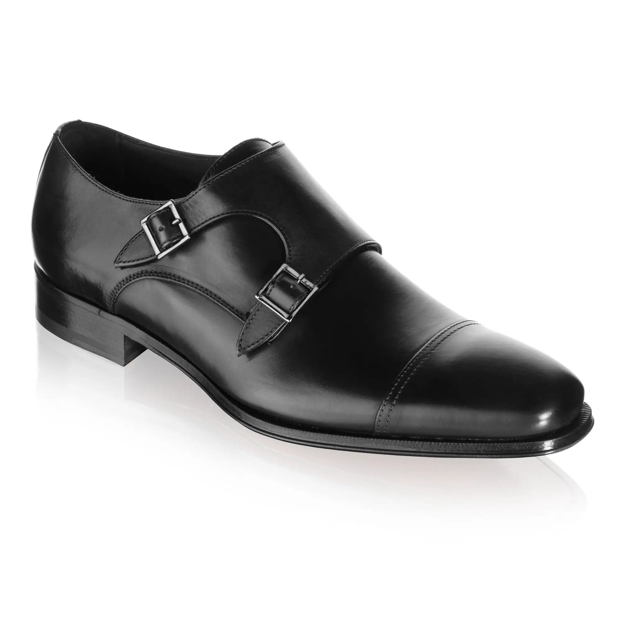 Grant Black Calf Cap Toe Double Monkstrap by To Boot New York