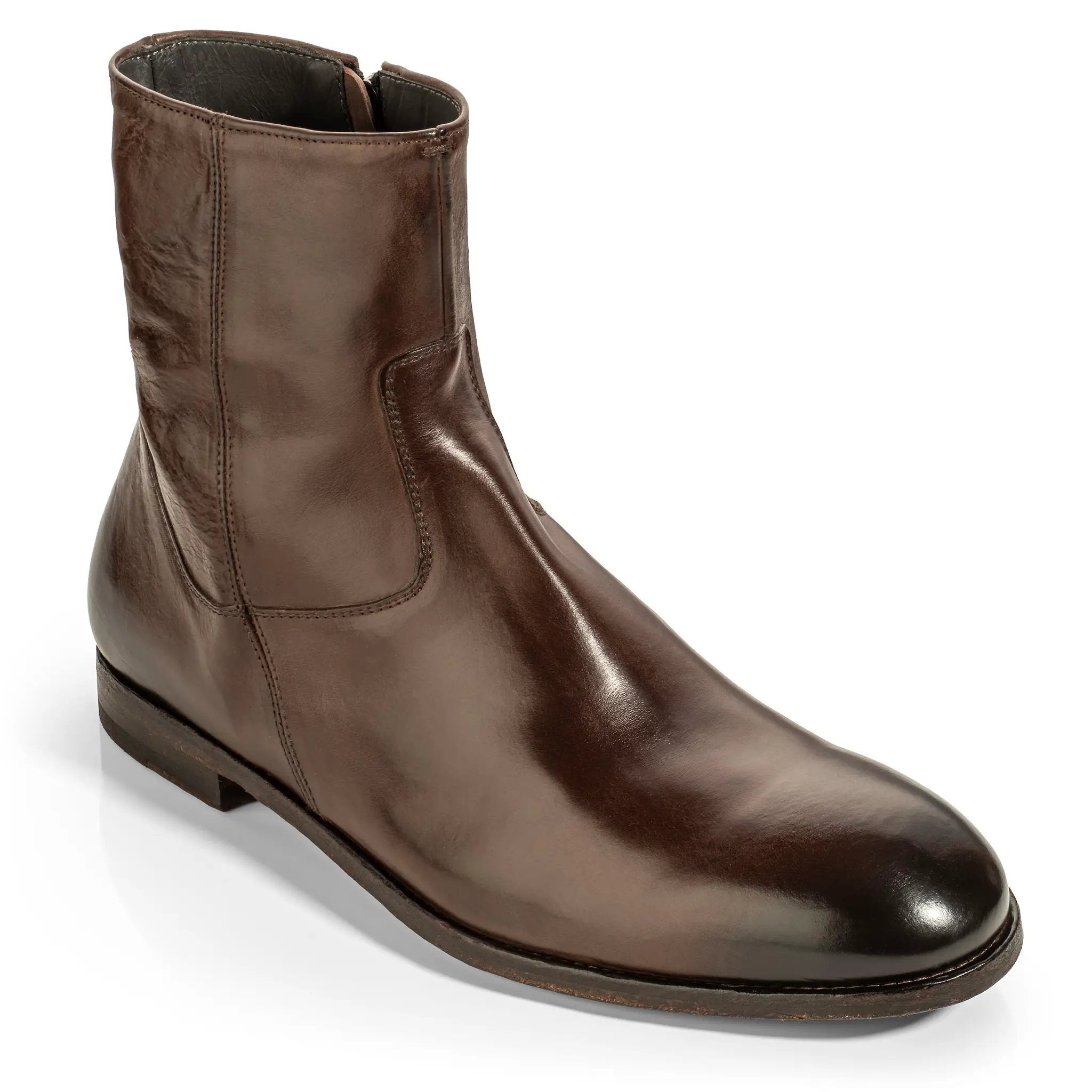 Nils Dark Brown Calf Leather Plain Toe Zip Boot by To Boot New York