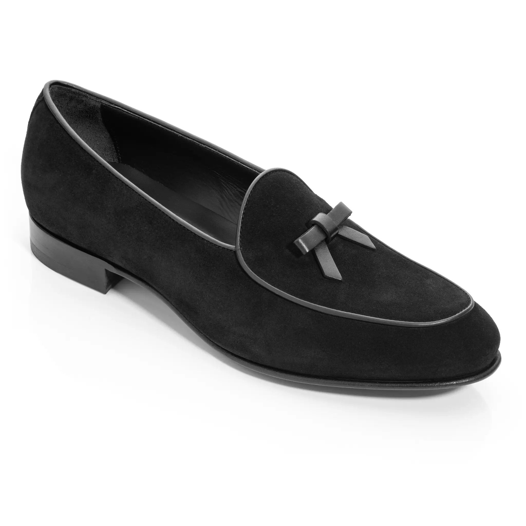 Shayne Black Suede Bow Pump Belgian Loafer by To Boot New York