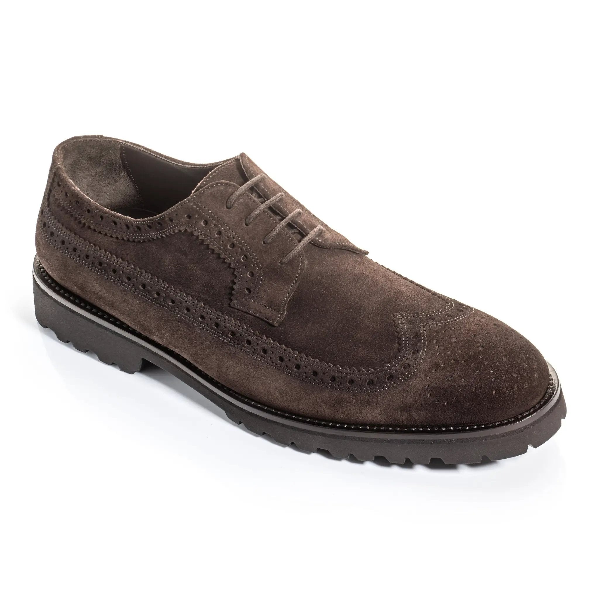 Roman Dark Brown Suede Longwing Brogue by To Boot New York
