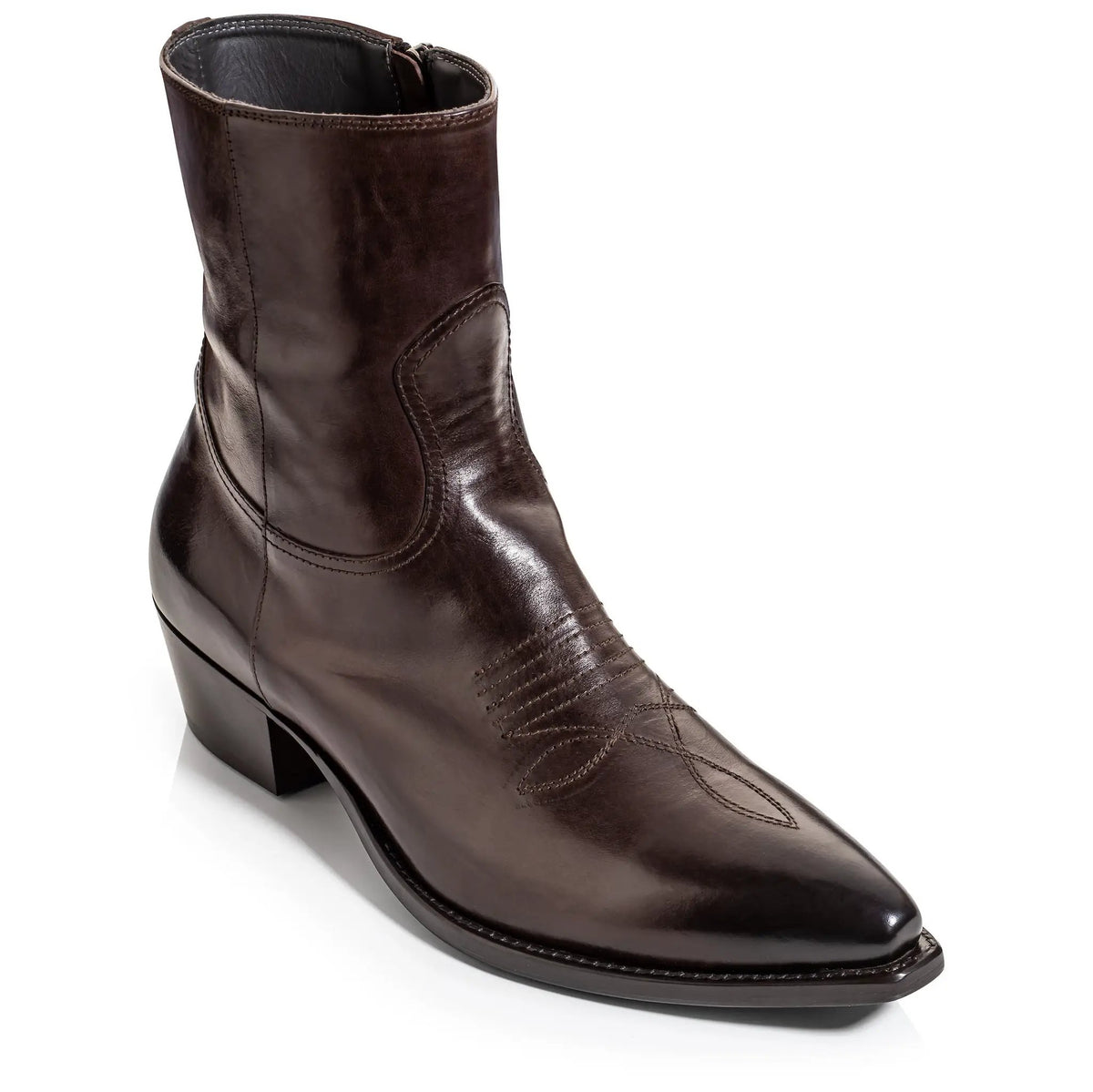 Deacon Dark Brown Calf Leather Western Boot by To Boot New York