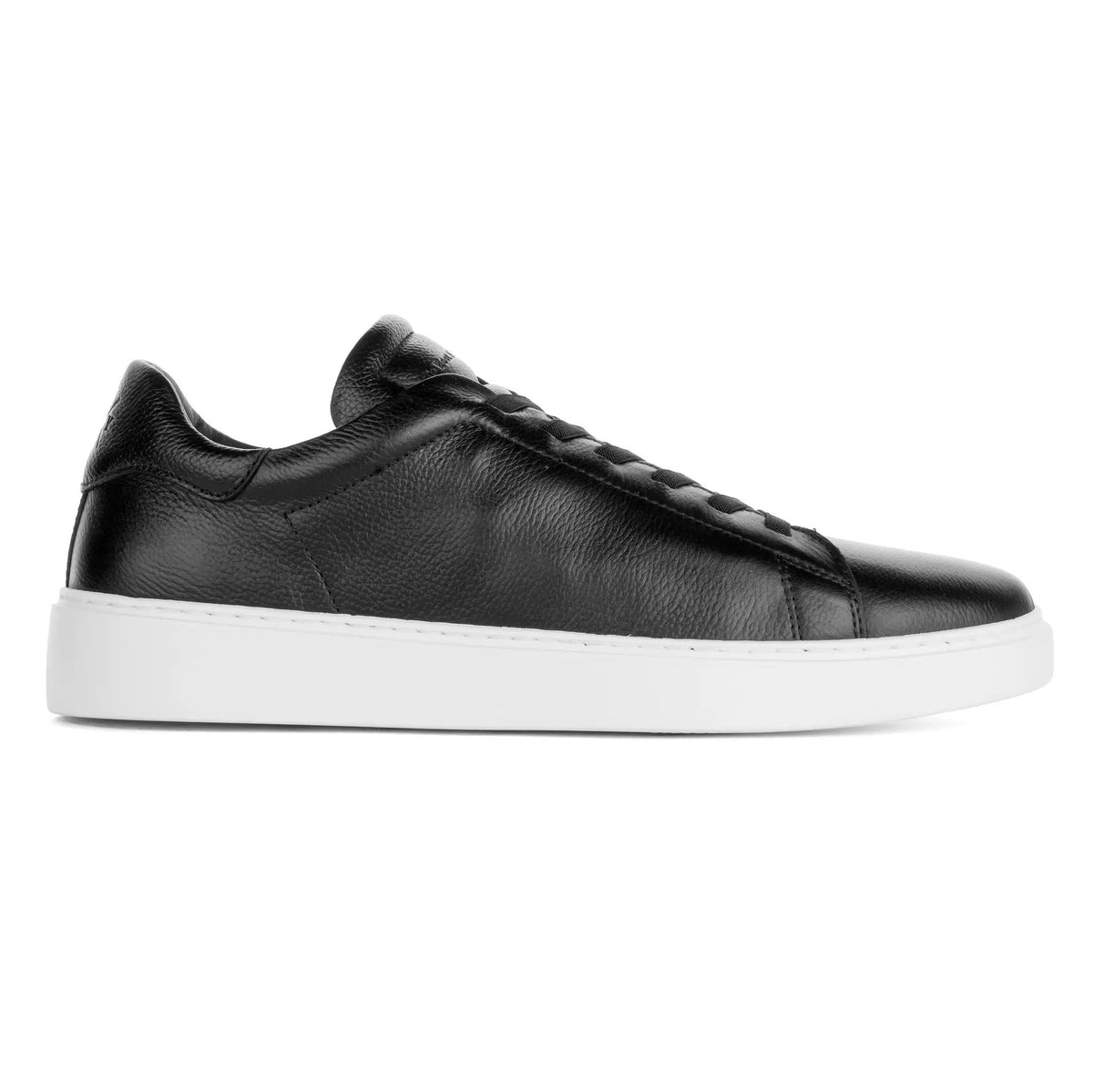 James Black Leather Stretch Lace Luxury Low-Top Sneaker by To Boot New York
