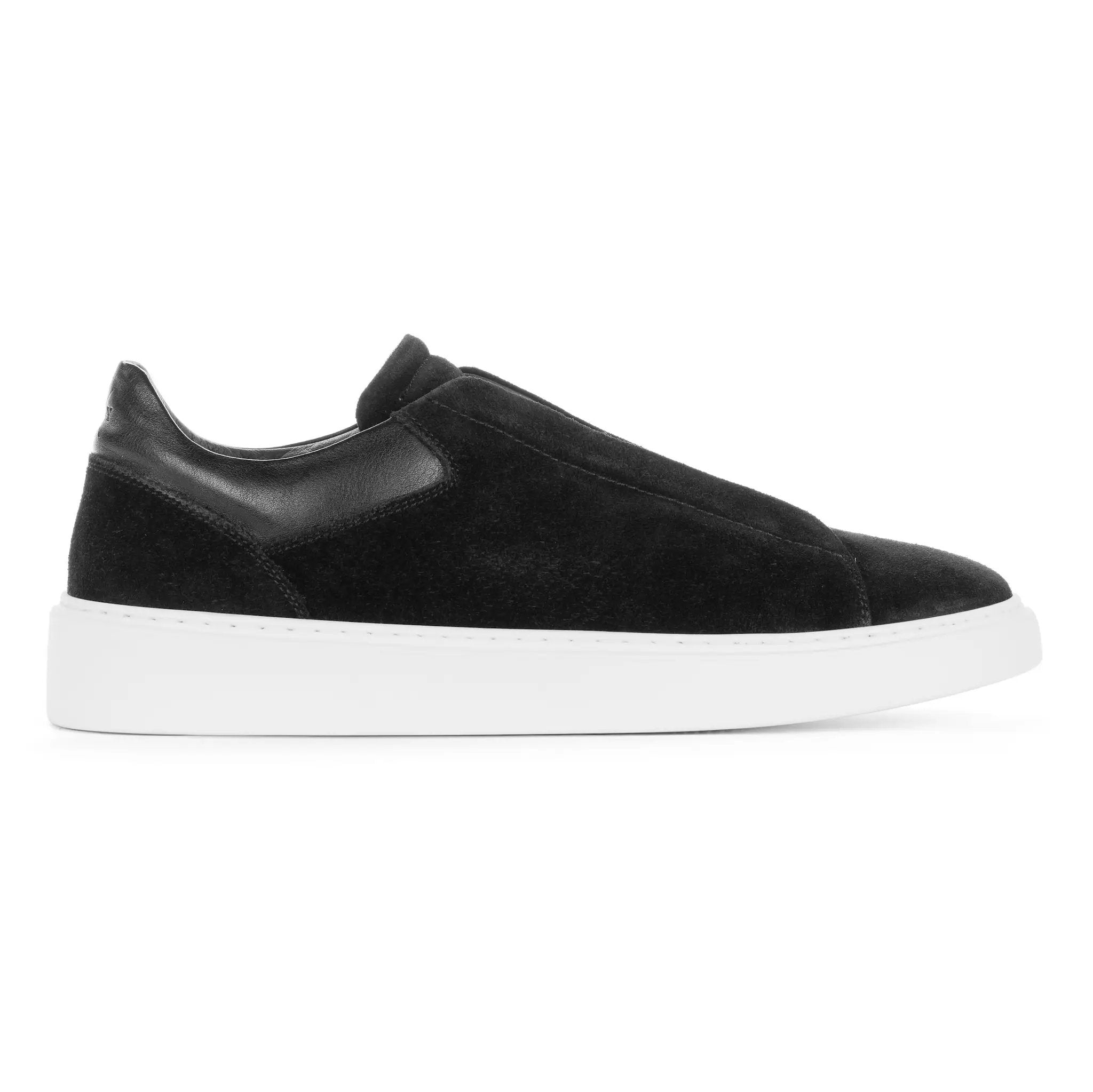 Campion Black Suede Elastic Slip-On Sneaker by To Boot New York