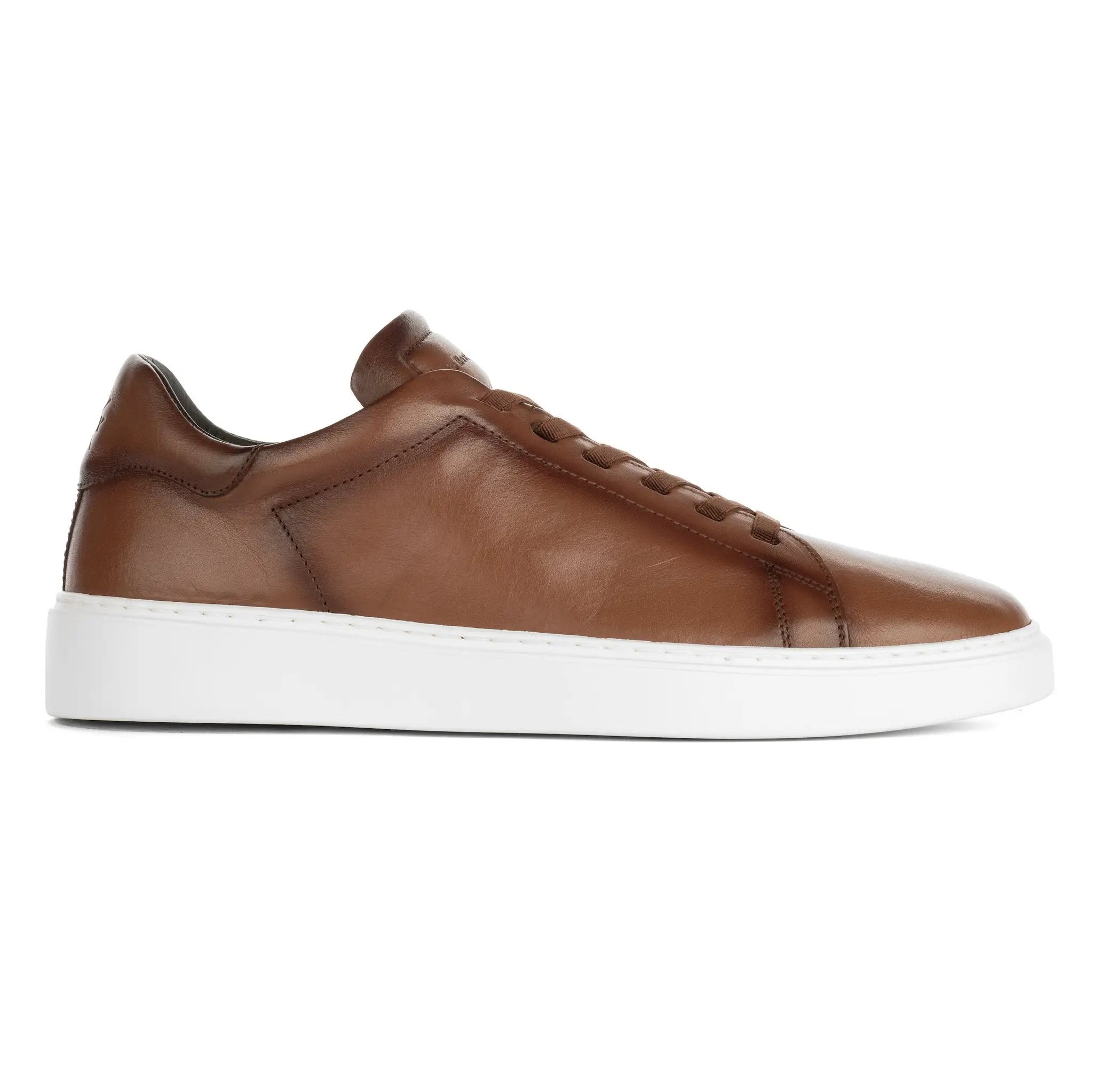James Tan Leather Stretch Lace Luxury Low-Top Sneaker by To Boot New York