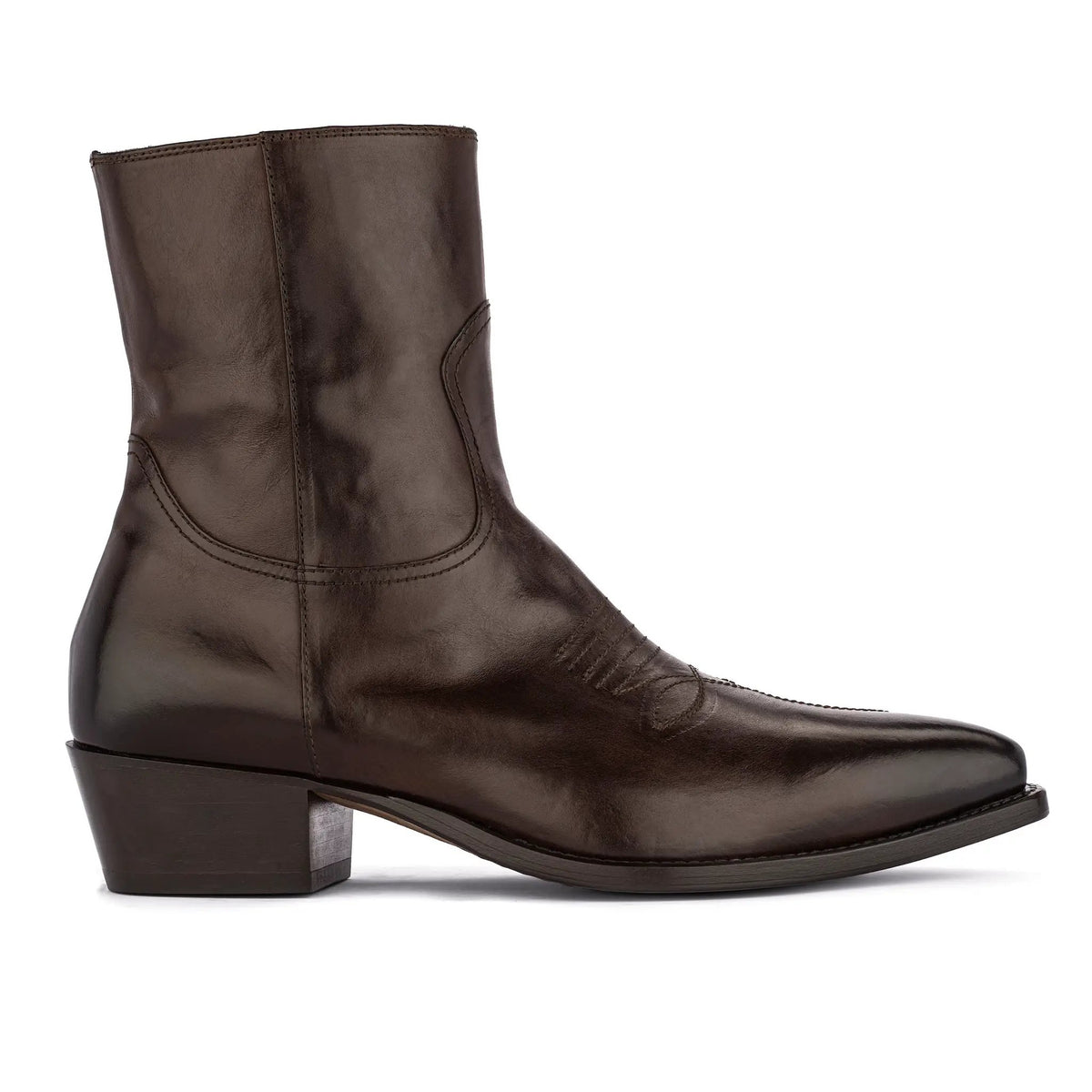Deacon Dark Brown Calf Leather Western Boot by To Boot New York