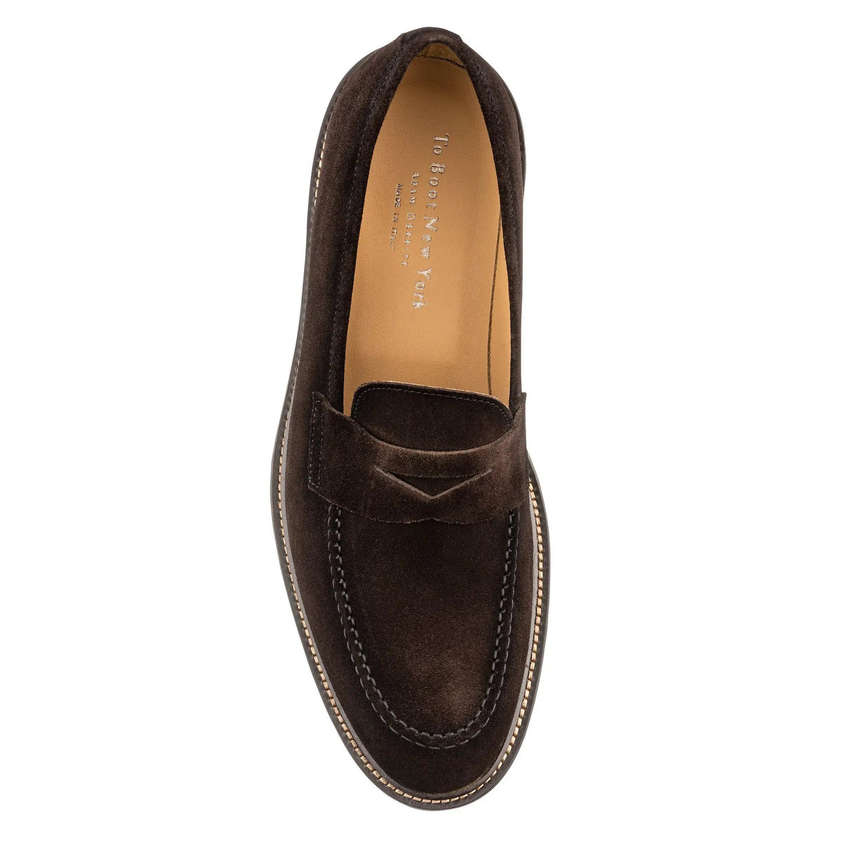 Geneva Brown Suede Penny Loafer by To Boot New York