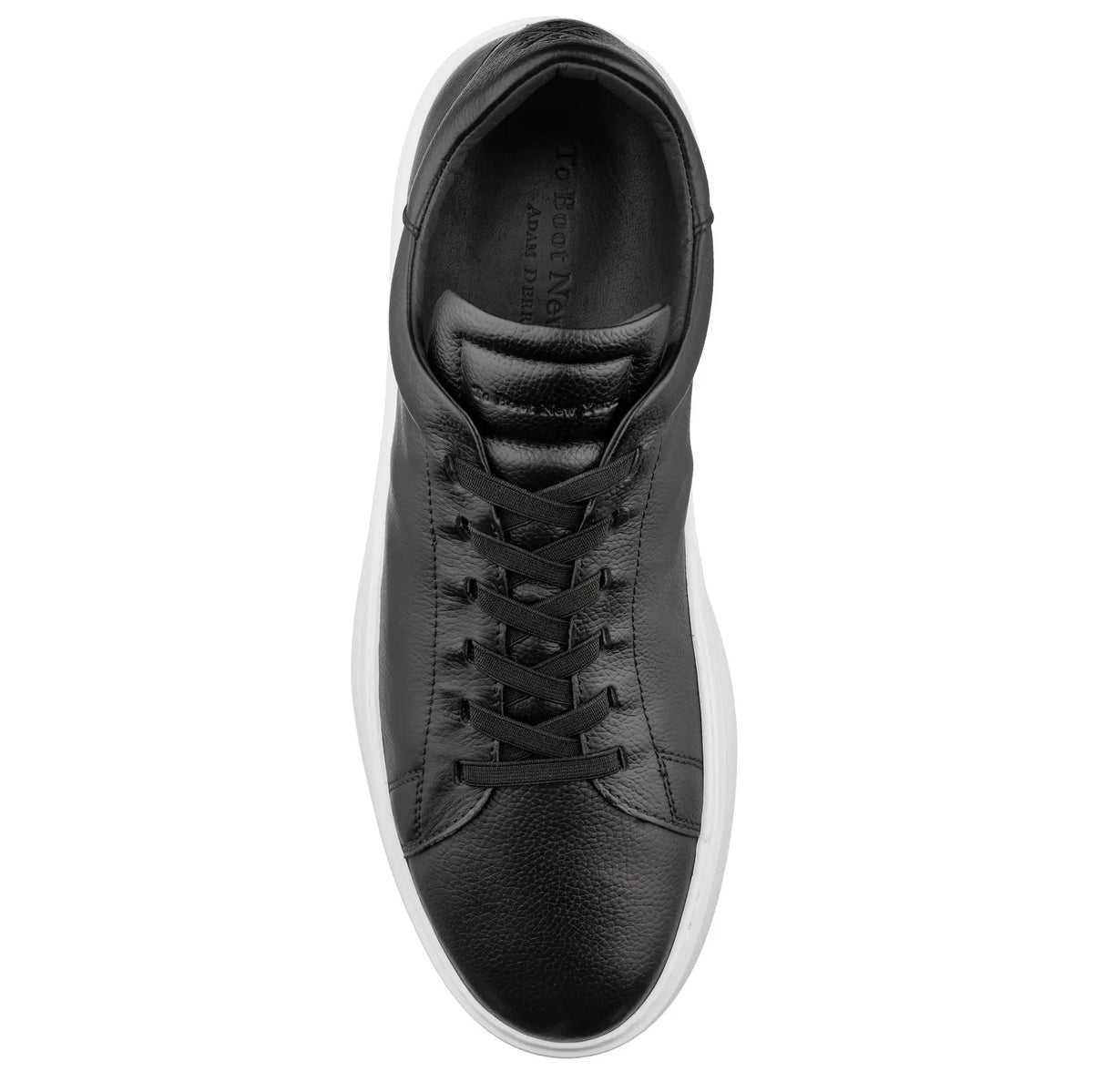 James Black Leather Stretch Lace Luxury Low-Top Sneaker by To Boot New York