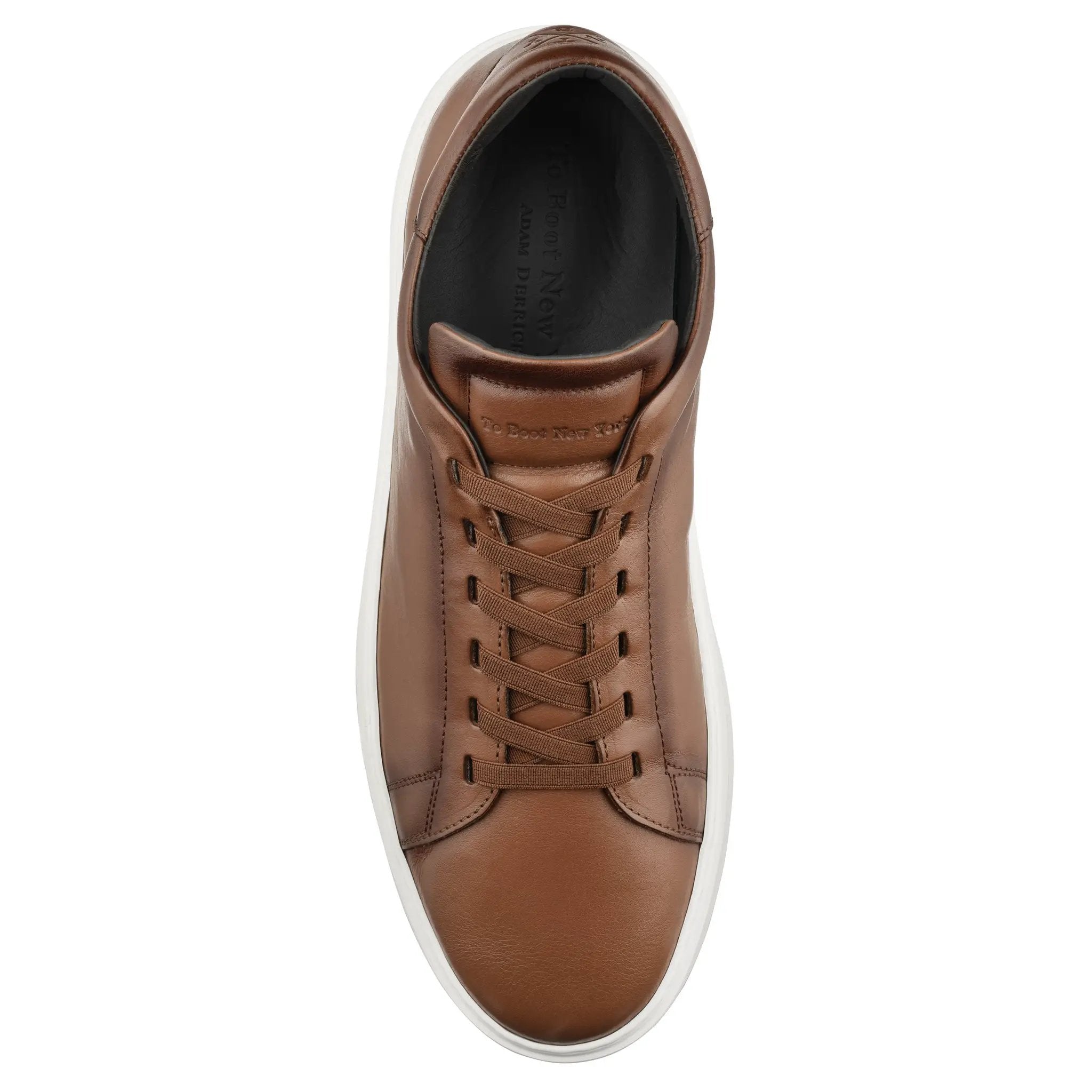 James Tan Leather Stretch Lace Luxury Low-Top Sneaker by To Boot New York