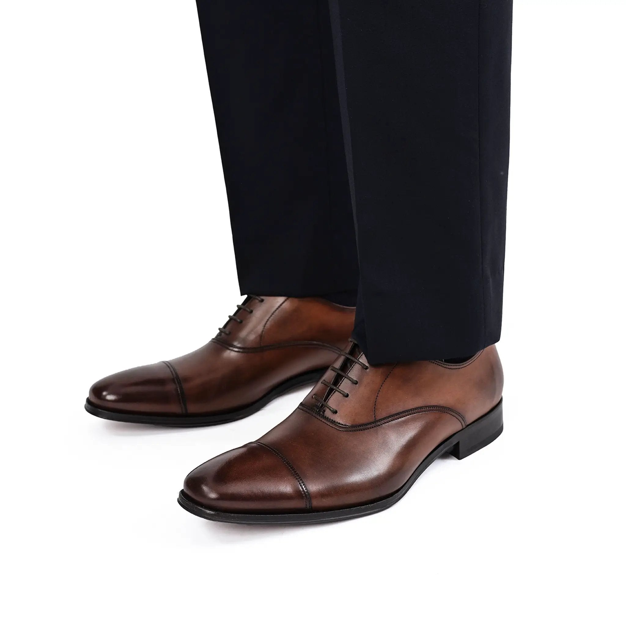 Aidan Burnished Brown Cap Toe Oxford by To Boot New York