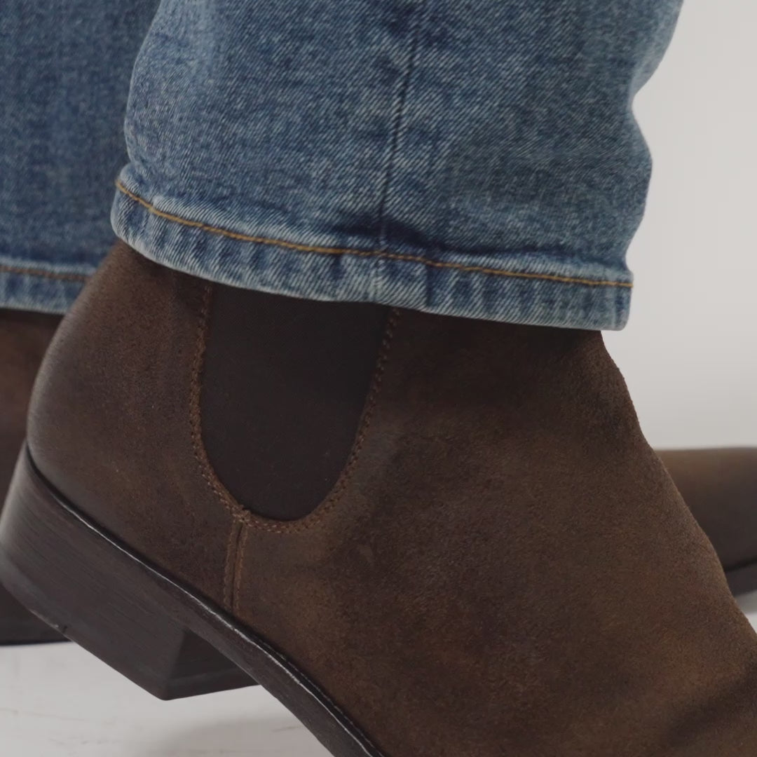 Bedell Mid Brown Waxed Suede Chelsea Boot